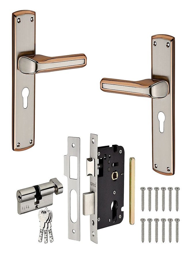 QPRO® Mortise Door Handle Set with Lock Body | 3 Reversible Computer Brass Keys for Bathroom, Bedroom, Living Room's Door(Rose Gold Finish,HH - 704, C.Y, 70 MM O.S.K Brass Cylinder) - Image 2
